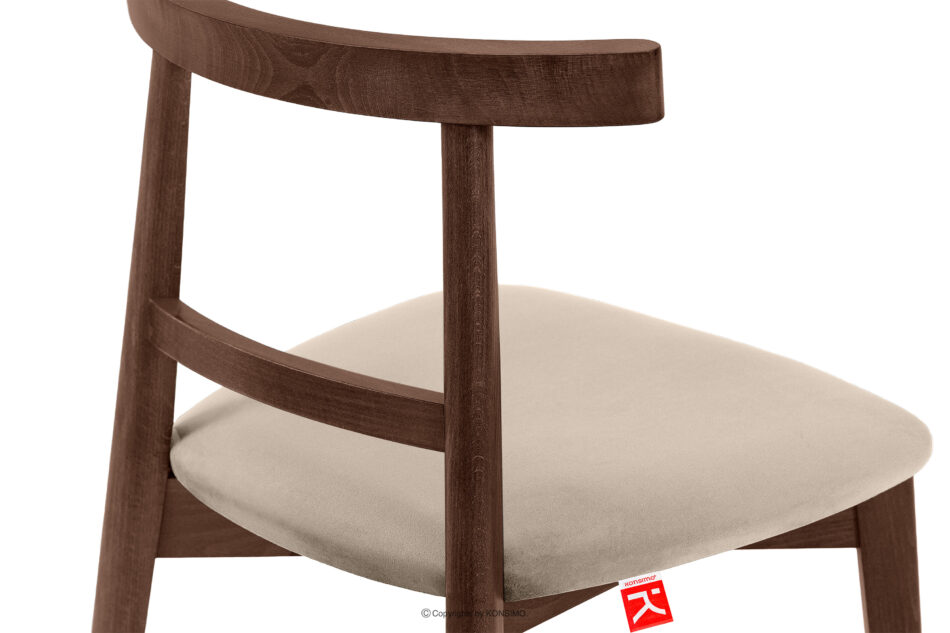LILIO Krzesło w stylu vintage kremowy welur orzech średni kremowy/orzech średni - zdjęcie 6