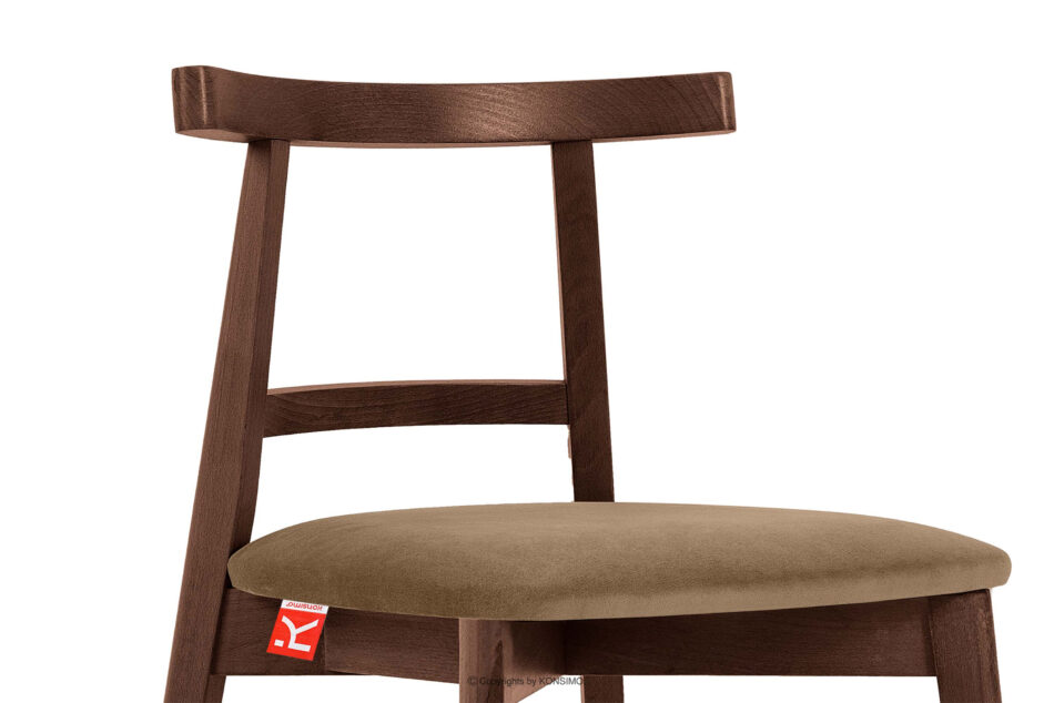 LILIO Krzesło w stylu vintage beżowy welur orzech średni beżowy/orzech średni - zdjęcie 5