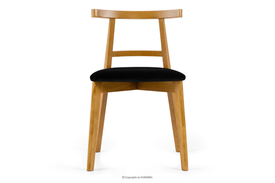 LILIO Krzesło w stylu vintage czarny welur jasny dąb czarny/jasny dąb - zdjęcie 2