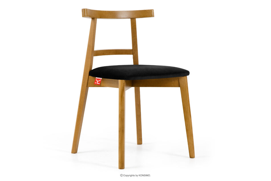 LILIO Krzesło w stylu vintage czarny welur jasny dąb czarny/jasny dąb - zdjęcie 0