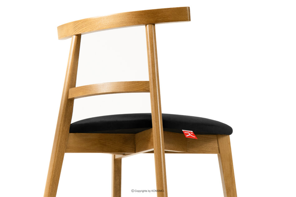 LILIO Krzesło w stylu vintage czarny welur jasny dąb czarny/jasny dąb - zdjęcie 5