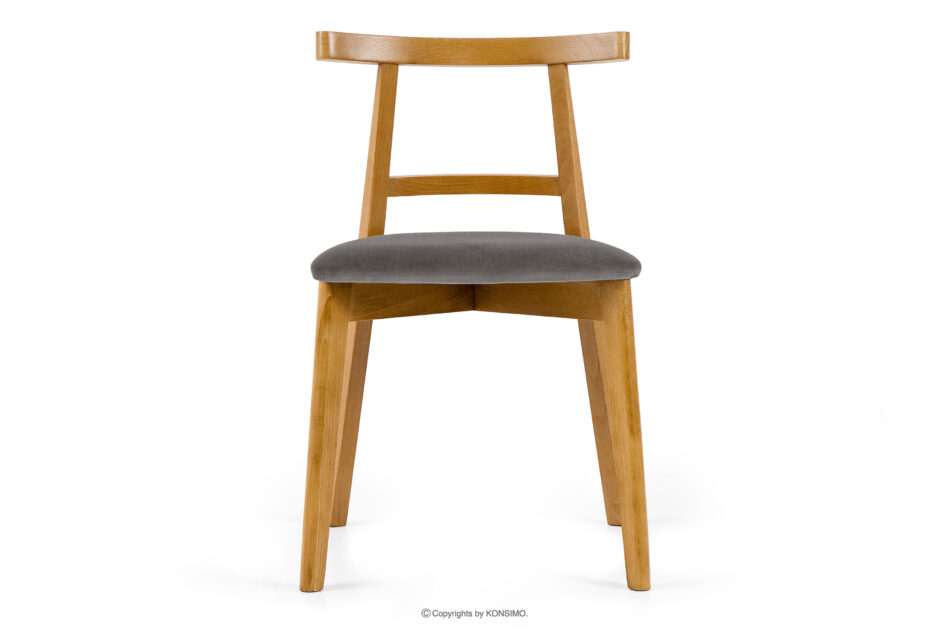 LILIO Krzesło w stylu vintage szary welur jasny dąb szary/jasny dąb - zdjęcie 2