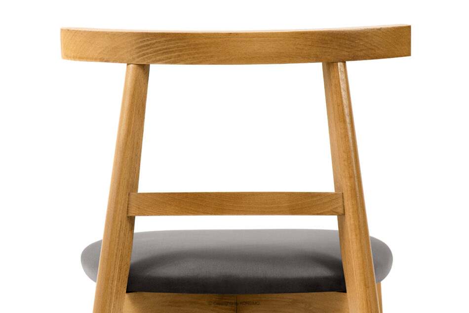 LILIO Krzesło w stylu vintage szary welur jasny dąb szary/jasny dąb - zdjęcie 7