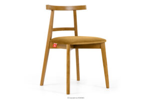 LILIO, https://konsimo.pl/kolekcja/lilio/ Krzesło w stylu vintage żółty welur jasny dąb żółty/jasny dąb - zdjęcie