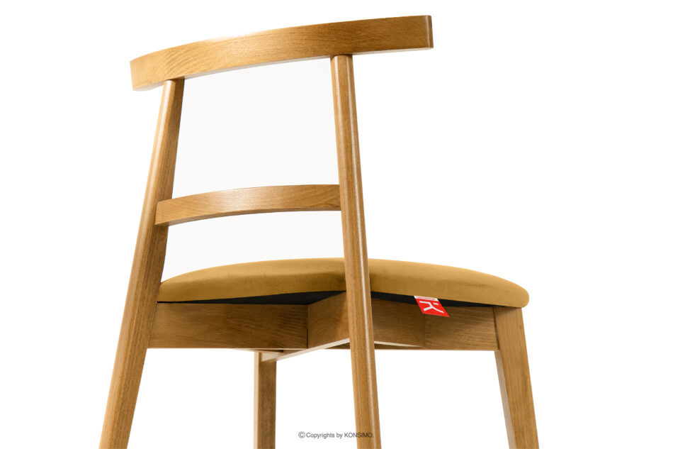 LILIO Krzesło w stylu vintage żółty welur jasny dąb żółty/jasny dąb - zdjęcie 5