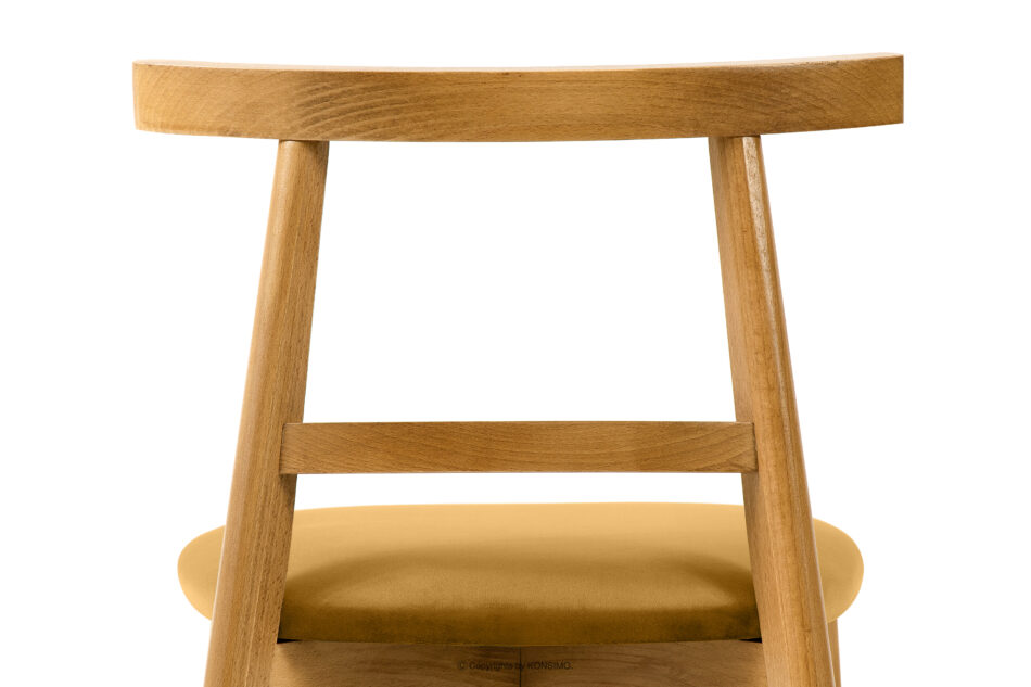 LILIO Krzesło w stylu vintage żółty welur jasny dąb żółty/jasny dąb - zdjęcie 7