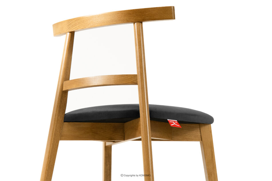LILIO Krzesło w stylu vintage grafitowy welur jasny dąb grafitowy/jasny dąb - zdjęcie 5