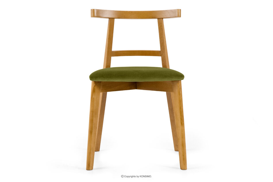 LILIO Krzesło w stylu vintage oliwkowy welur jasny dąb oliwkowy/jasny dąb - zdjęcie 2