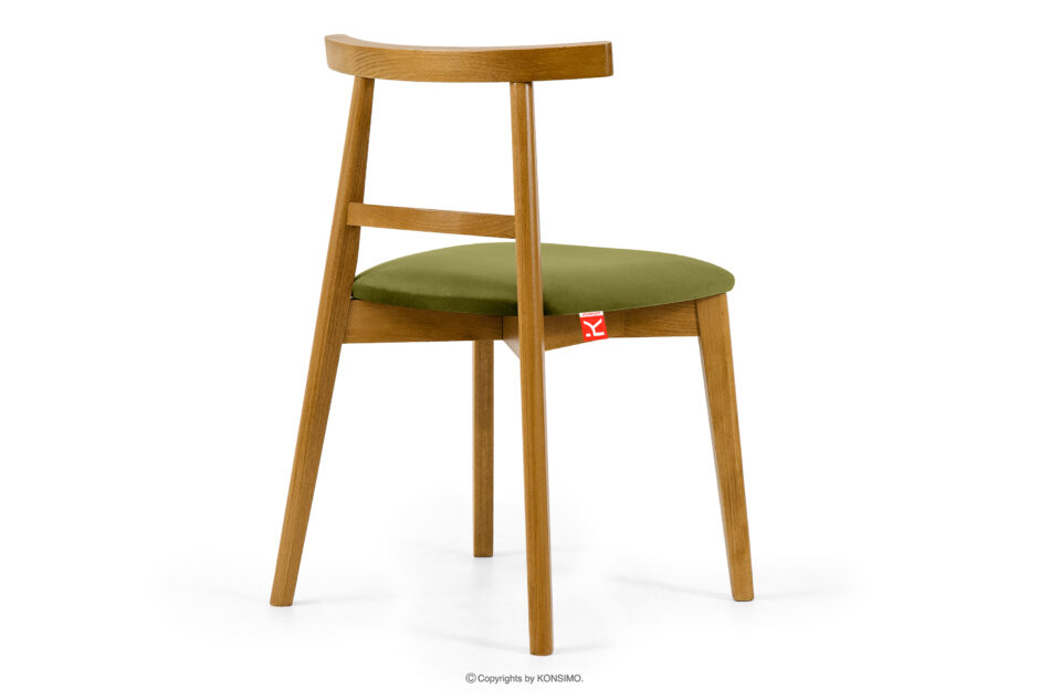 LILIO Krzesło w stylu vintage oliwkowy welur jasny dąb oliwkowy/jasny dąb - zdjęcie 3