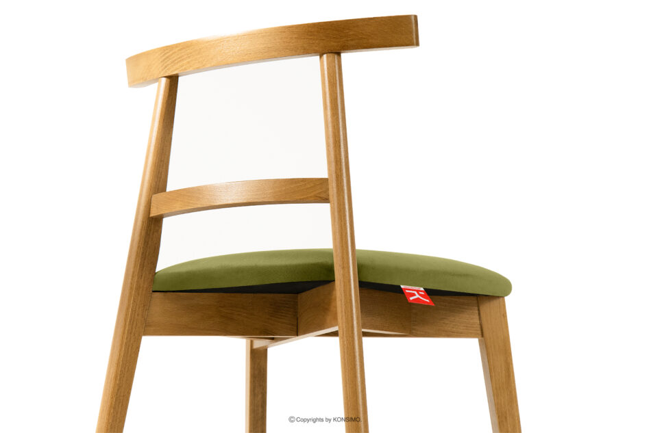 LILIO Krzesło w stylu vintage oliwkowy welur jasny dąb oliwkowy/jasny dąb - zdjęcie 5
