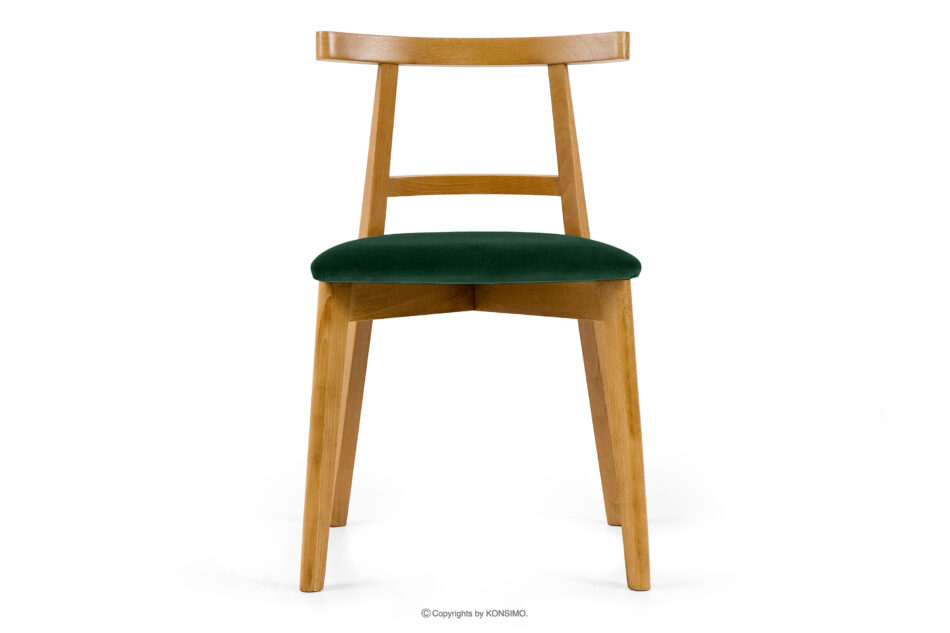 LILIO Krzesło w stylu vintage ciemny zielony welur jasny dąb ciemny zielony/jasny dąb - zdjęcie 2