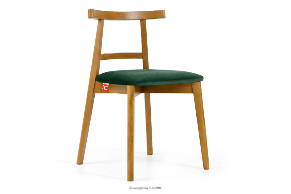 LILIO Krzesło w stylu vintage ciemny zielony welur jasny dąb ciemny zielony/jasny dąb - zdjęcie 0
