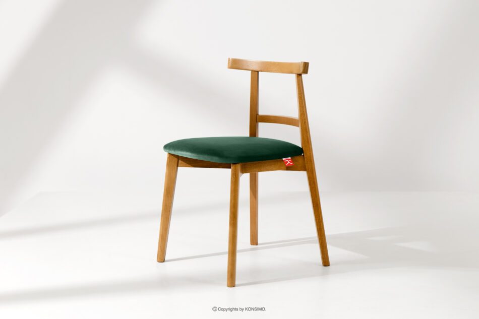LILIO Krzesło w stylu vintage ciemny zielony welur jasny dąb ciemny zielony/jasny dąb - zdjęcie 1