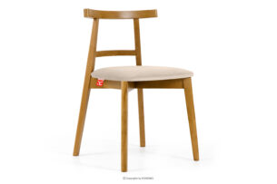 LILIO, https://konsimo.pl/kolekcja/lilio/ Krzesło w stylu vintage kremowy welur jasny dąb kremowy/jasny dąb - zdjęcie