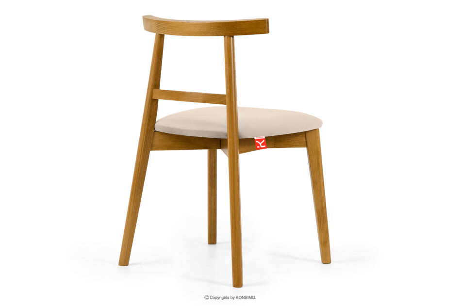 LILIO Krzesło w stylu vintage kremowy welur jasny dąb kremowy/jasny dąb - zdjęcie 3