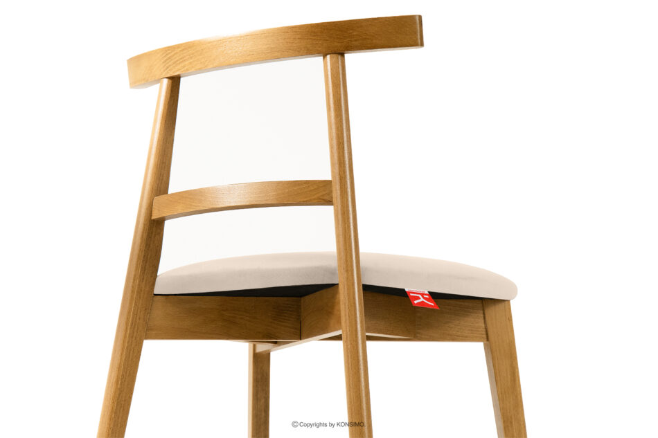 LILIO Krzesło w stylu vintage kremowy welur jasny dąb kremowy/jasny dąb - zdjęcie 5