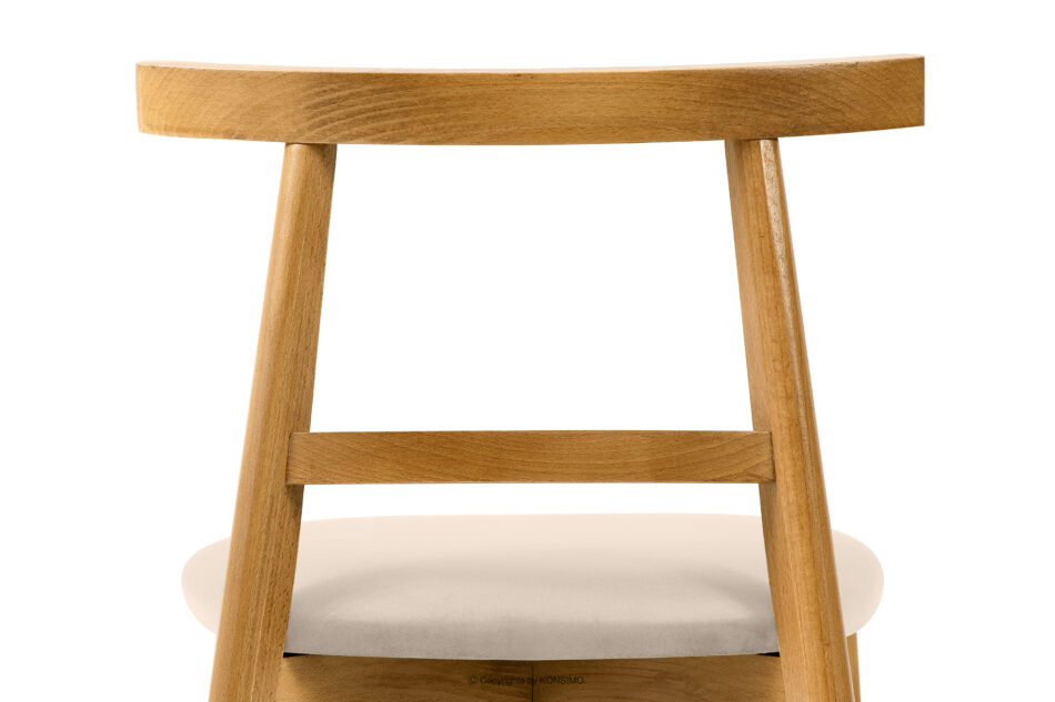 LILIO Krzesło w stylu vintage kremowy welur jasny dąb kremowy/jasny dąb - zdjęcie 7