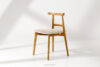LILIO Krzesło w stylu vintage kremowy welur jasny dąb kremowy/jasny dąb - zdjęcie 2