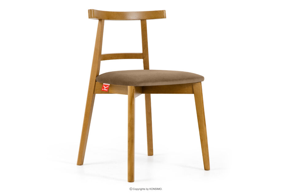 LILIO Krzesło w stylu vintage beżowy welur jasny dąb beżowy/jasny dąb - zdjęcie 0