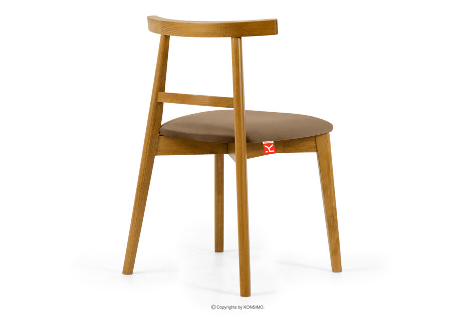 LILIO Krzesło w stylu vintage beżowy welur jasny dąb beżowy/jasny dąb - zdjęcie 3