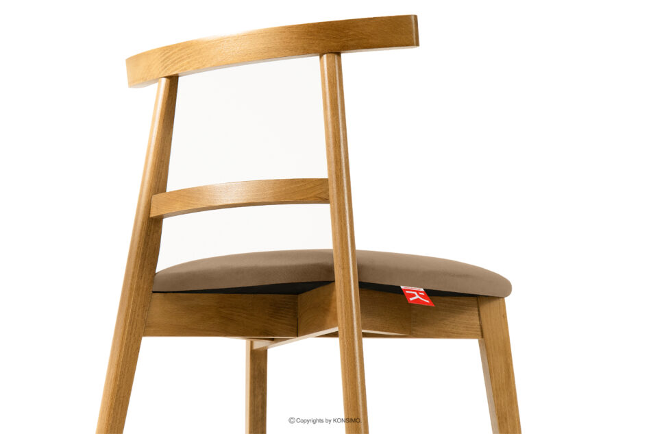 LILIO Krzesło w stylu vintage beżowy welur jasny dąb beżowy/jasny dąb - zdjęcie 5