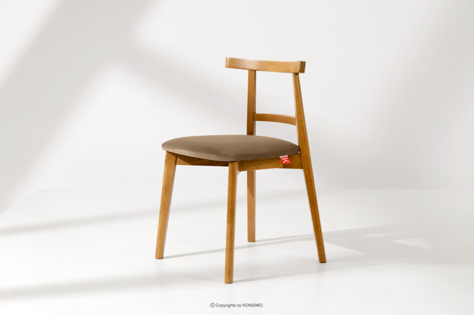 LILIO Krzesło w stylu vintage beżowy welur jasny dąb beżowy/jasny dąb - zdjęcie 1