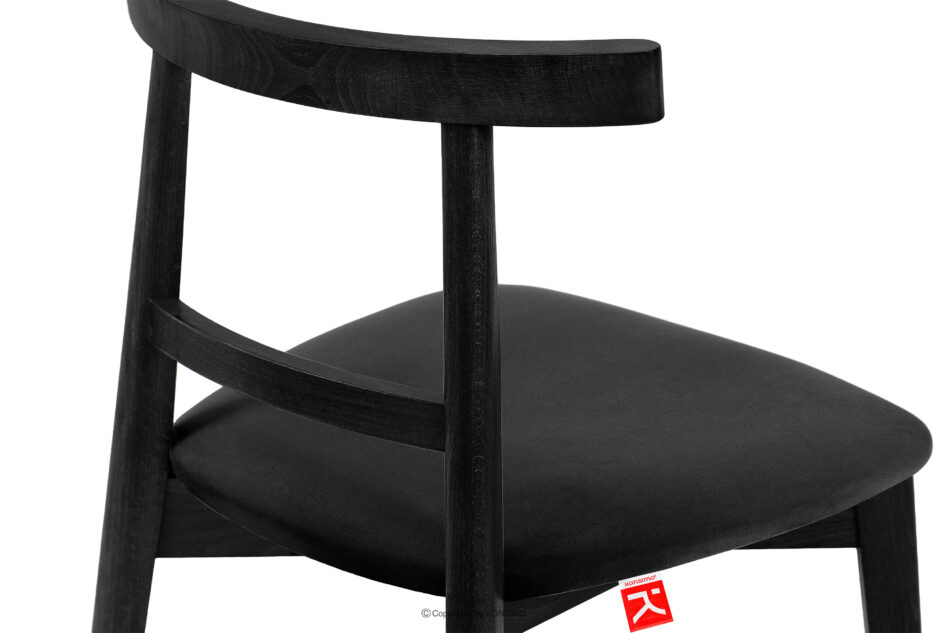 LILIO Krzesło w stylu vintage czarny welur czarny/czarny - zdjęcie 6