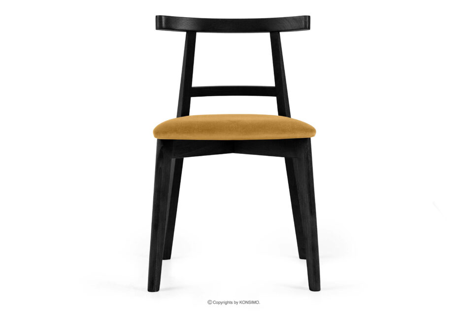 LILIO Krzesło w stylu vintage żółty welur żółty/czarny - zdjęcie 2