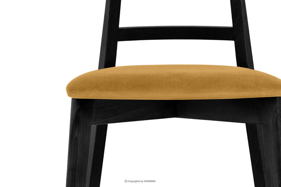 LILIO Krzesło w stylu vintage żółty welur żółty/czarny - zdjęcie 4