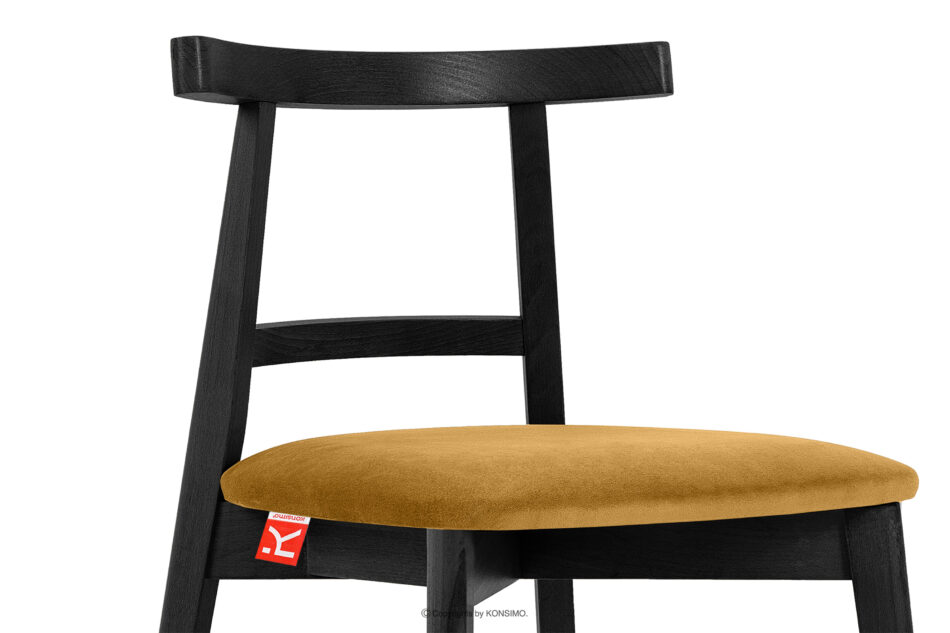 LILIO Krzesło w stylu vintage żółty welur żółty/czarny - zdjęcie 5