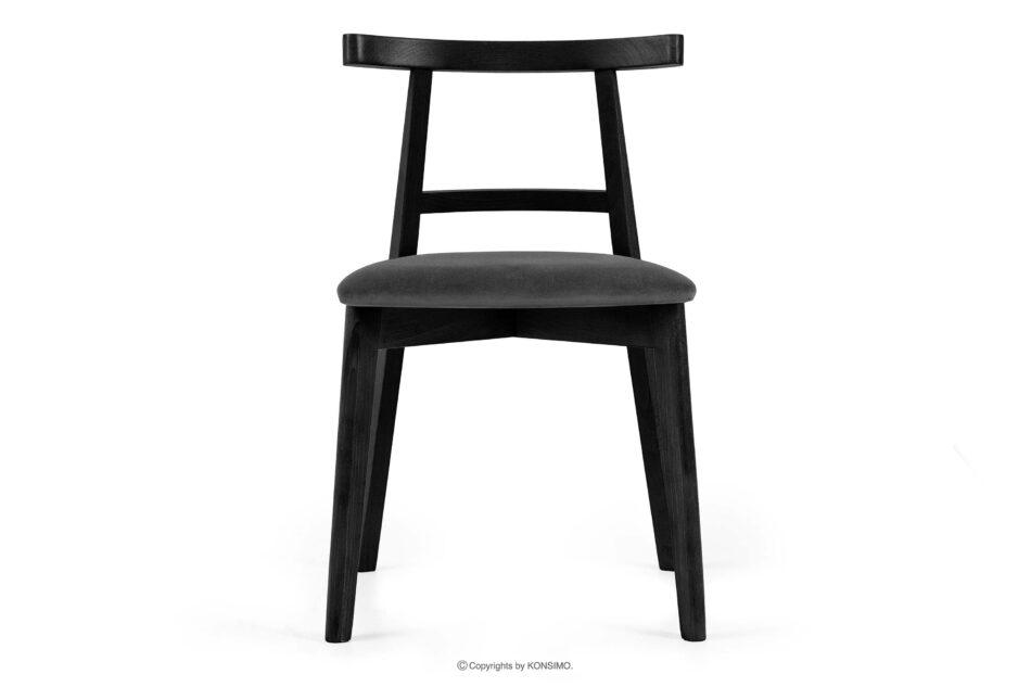 LILIO Krzesło w stylu vintage grafitowy welur grafitowy/czarny - zdjęcie 2