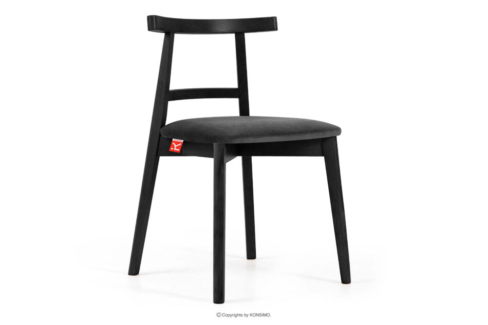LILIO Krzesło w stylu vintage grafitowy welur grafitowy/czarny - zdjęcie 0