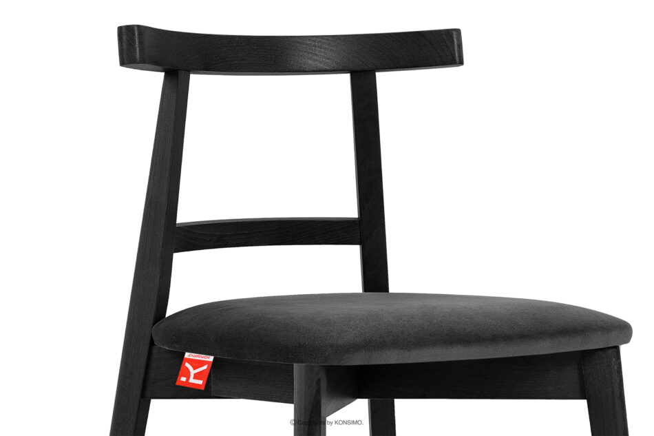 LILIO Krzesło w stylu vintage grafitowy welur grafitowy/czarny - zdjęcie 5