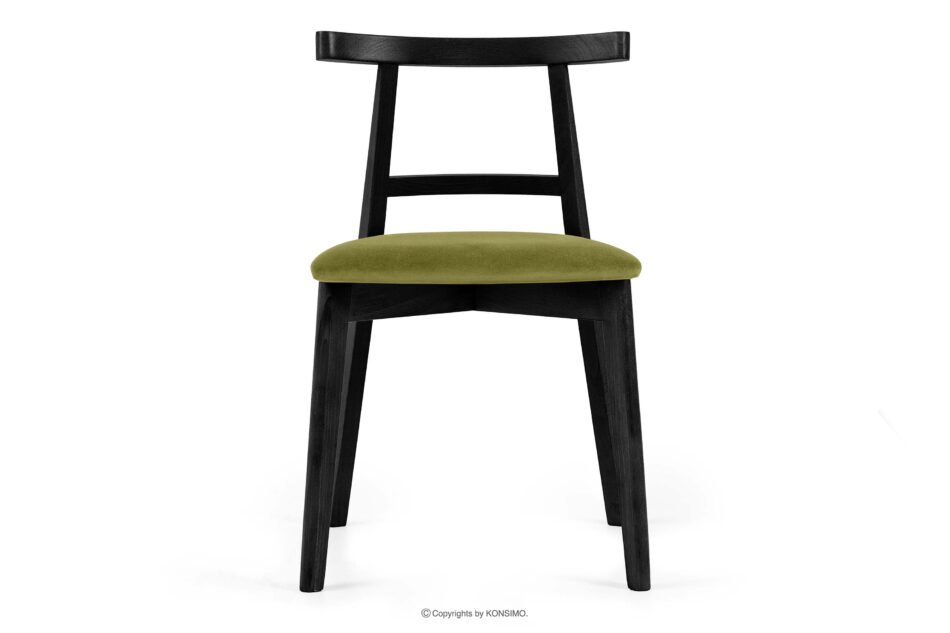 LILIO Krzesło w stylu vintage oliwkowy welur oliwkowy/czarny - zdjęcie 2