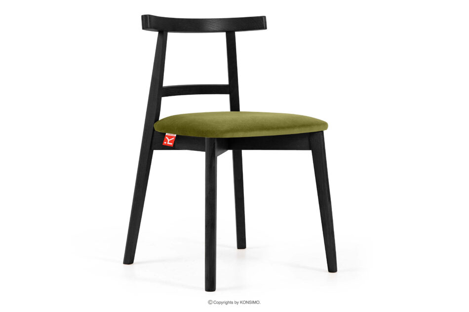 LILIO Krzesło w stylu vintage oliwkowy welur oliwkowy/czarny - zdjęcie 0