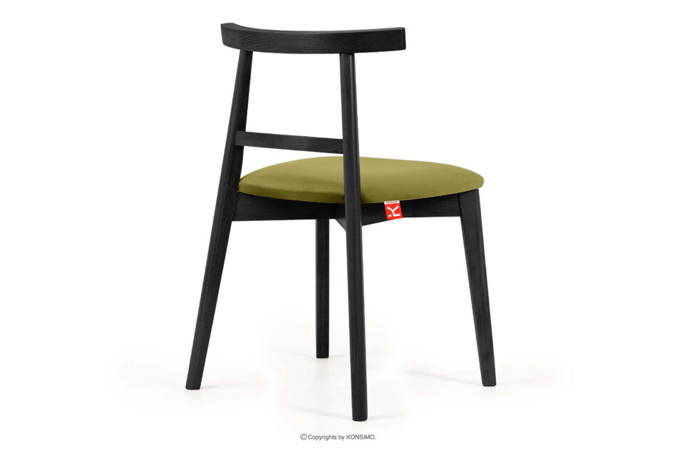 LILIO Krzesło w stylu vintage oliwkowy welur oliwkowy/czarny - zdjęcie 3