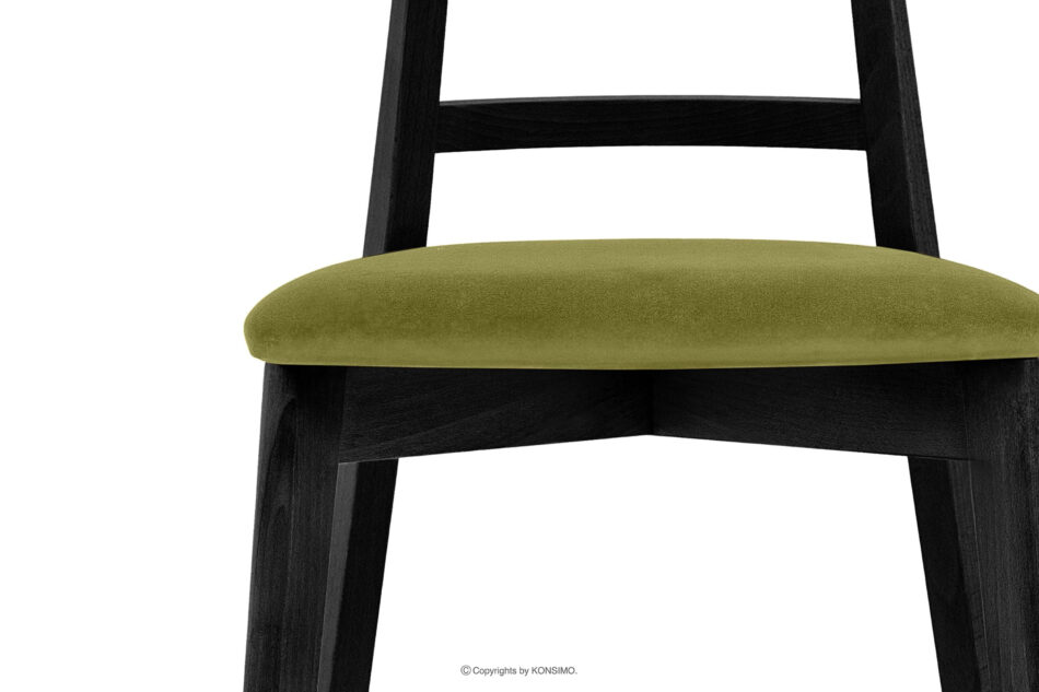 LILIO Krzesło w stylu vintage oliwkowy welur oliwkowy/czarny - zdjęcie 4