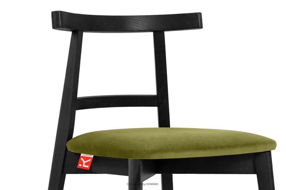 LILIO Krzesło w stylu vintage oliwkowy welur oliwkowy/czarny - zdjęcie 5