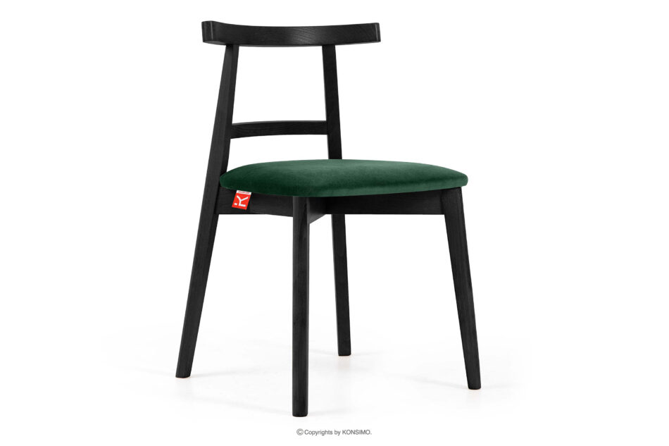 LILIO Krzesło w stylu vintage ciemny zielony welur ciemny zielony/czarny - zdjęcie 0