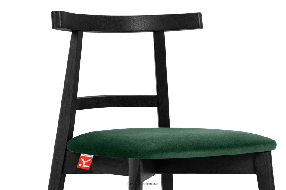 LILIO Krzesło w stylu vintage ciemny zielony welur ciemny zielony/czarny - zdjęcie 5