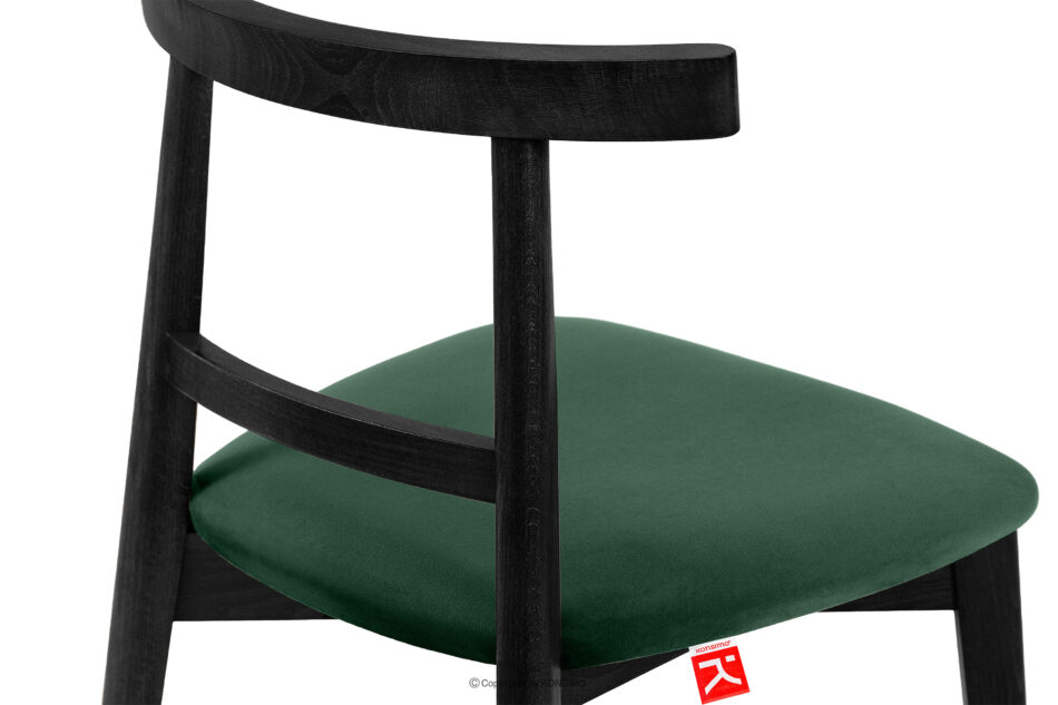 LILIO Krzesło w stylu vintage ciemny zielony welur ciemny zielony/czarny - zdjęcie 6