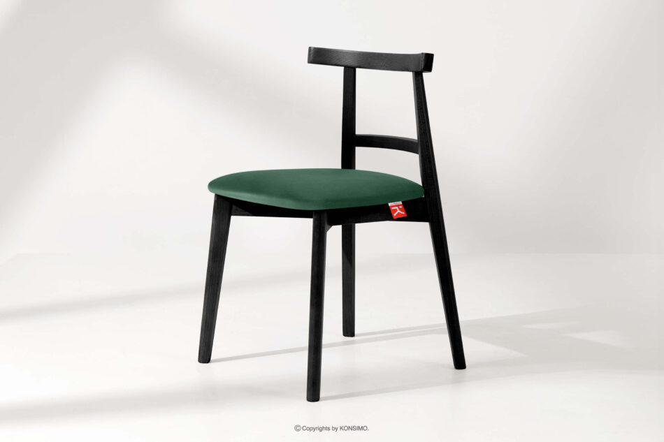 LILIO Krzesło w stylu vintage ciemny zielony welur ciemny zielony/czarny - zdjęcie 1