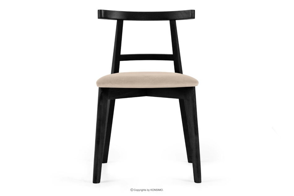 LILIO Krzesło w stylu vintage kremowy welur kremowy/czarny - zdjęcie 2