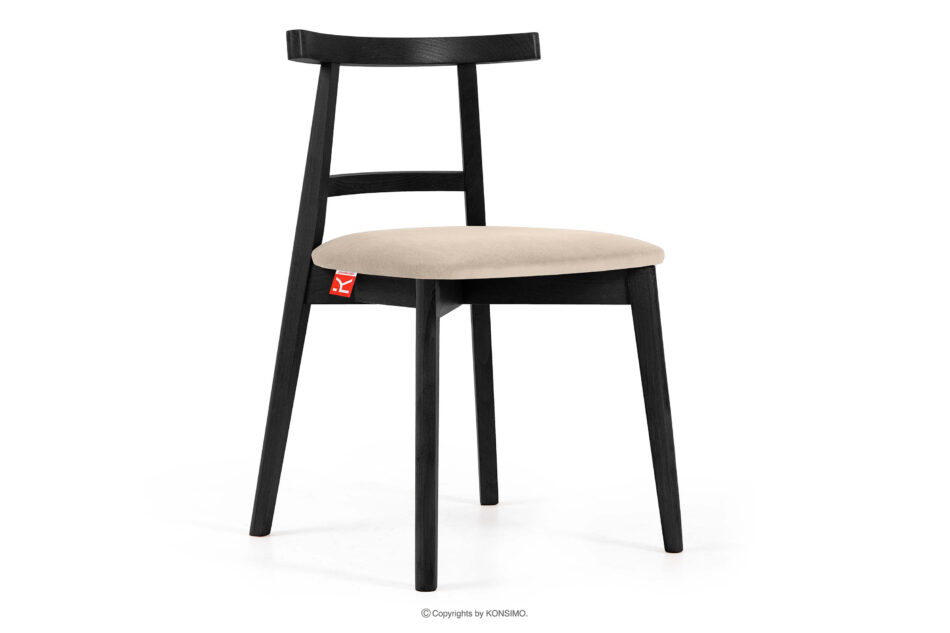 LILIO Krzesło w stylu vintage kremowy welur kremowy/czarny - zdjęcie 0