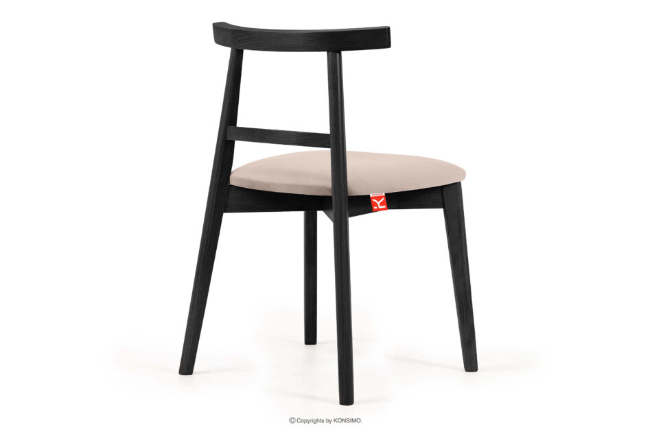 LILIO Krzesło w stylu vintage kremowy welur kremowy/czarny - zdjęcie 3