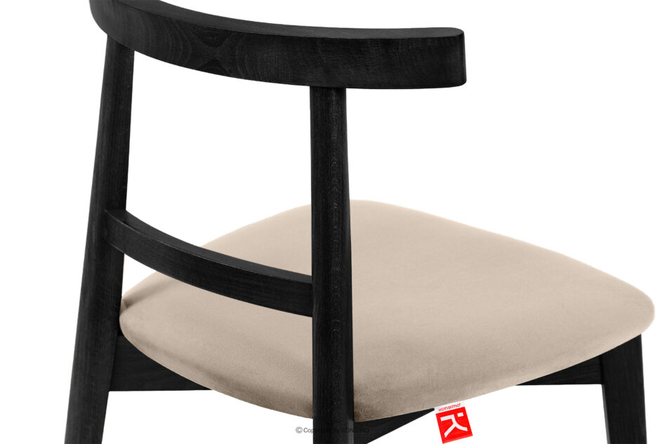 LILIO Krzesło w stylu vintage kremowy welur kremowy/czarny - zdjęcie 6