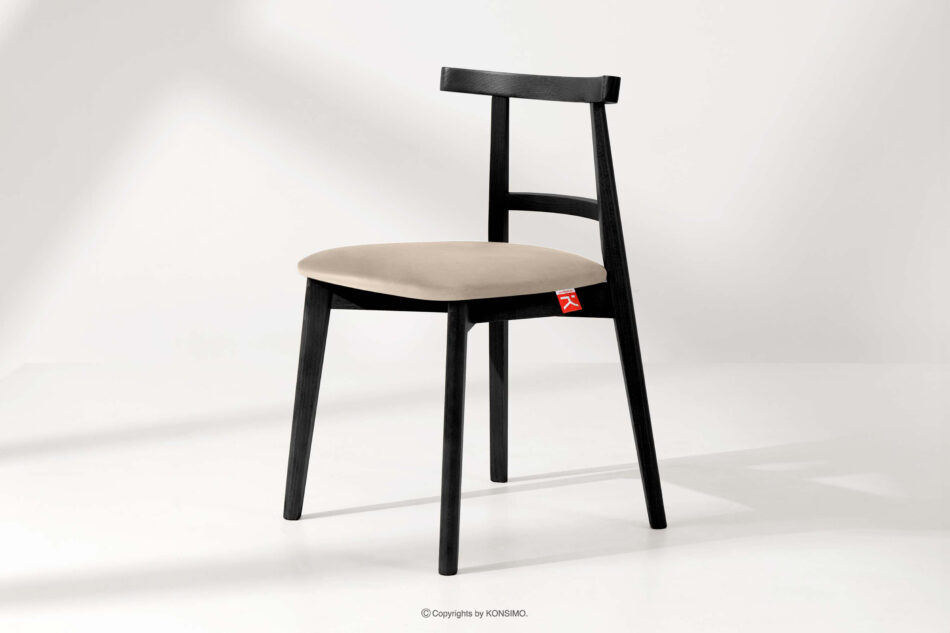 LILIO Krzesło w stylu vintage kremowy welur kremowy/czarny - zdjęcie 1