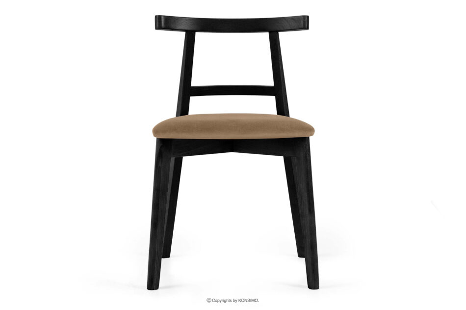 LILIO Krzesło w stylu vintage beżowy welur beżowy/czarny - zdjęcie 2