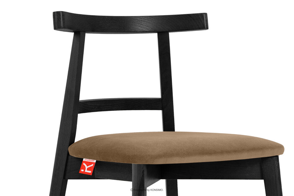 LILIO Krzesło w stylu vintage beżowy welur beżowy/czarny - zdjęcie 5