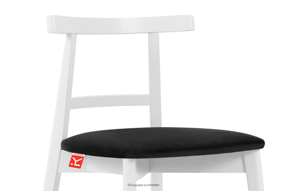 LILIO Białe krzesło vintage czarny welur czarny/biały - zdjęcie 4